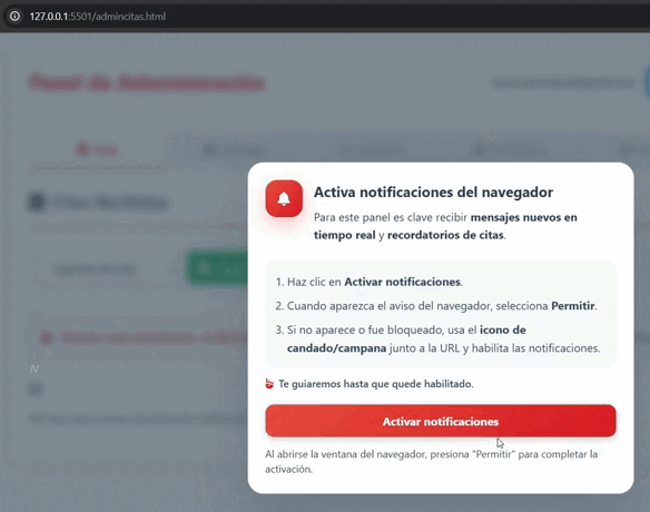 Guía visual para habilitar notificaciones en el navegador